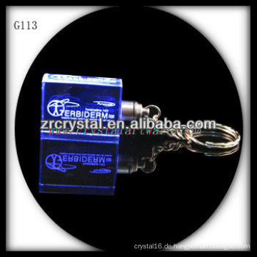 LED-Kristall-Schlüsselanhänger mit 3D-Laser graviert Bild innen und leer Kristall Schlüsselanhänger G113